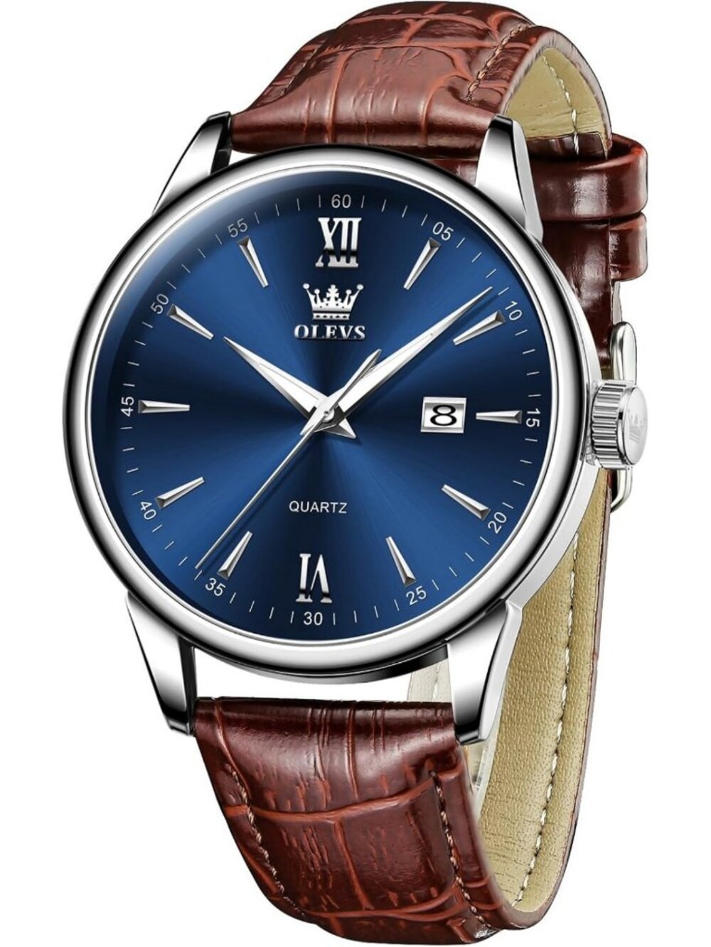 Classic Waterproof Men's Leather Watch - Large Dial, Easy Read, Quartz Movement